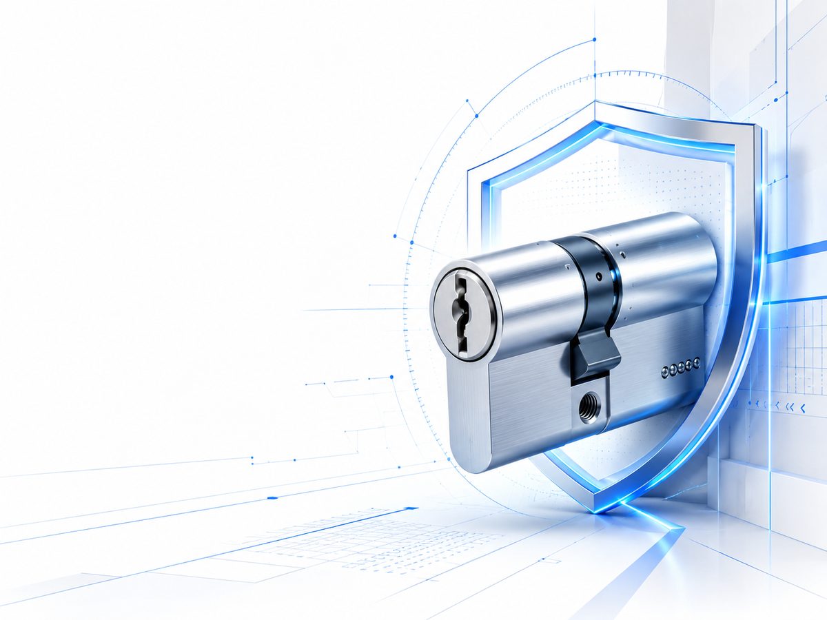 High-security lock cylinder protected by a digital shield, fitted by Fort Secure in Nottingham